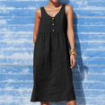 thumbnail image 2 of Sngxgn Women's Casual Loose Sundress Long Dress Sleeveless Split Maxi Dresses Summer Beach Dress with Pockets(Black,L), 2 of 6