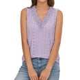thumbnail image 2 of Rigardu tank top for women Eyelet TopWomen's New Summer V Neck Vest T Shirt Us Size Sleeveless Lace Top for Women womens tank tops Purple + M, 2 of 6