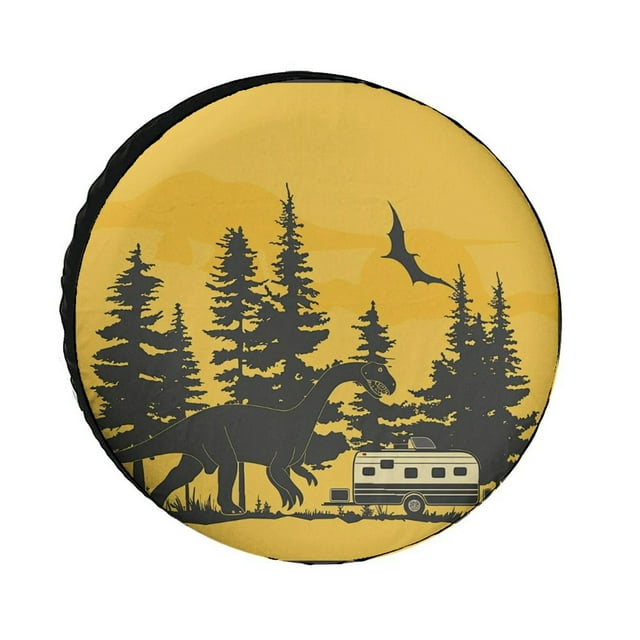 Housse de Pneu de Rechange pour Véhicule Récréatif 15 Pouces Roue de Remorque Dinosaure Housse de Pneu Imperméable Protection Solaire Cadeaux pour Remorque Camion SUV Universel