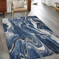 thumbnail image 3 of Retro Navy Blue White Large Area Rugs for Bedroom Living Room, Soft Non Slip Carpet Bedside Rug, Marble Abstract Art Rectangular Floor Cover Kitchen Accent Rug 2.7'x5' for Dining Room/Office, 3 of 9