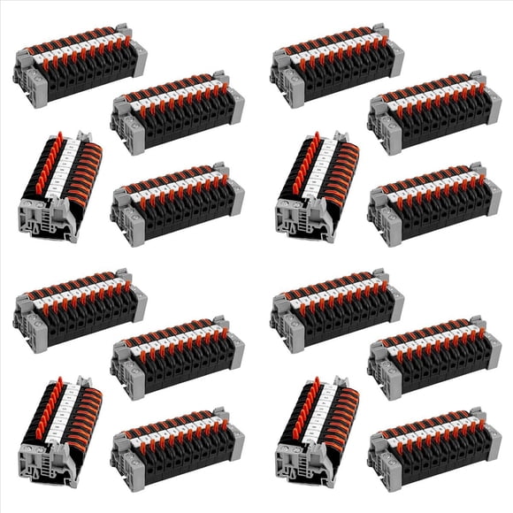 Paquete de 160 Terminales de Carril DIN, Terminales de Carril DIN -211 de 0,08-4 mm², Kit de Bloque de Terminales Negro, Bloque de Conexión Eléctrica