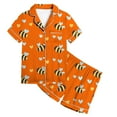 thumbnail image 4 of LUOGENLI Girls Pajamas Size 10-40 Sets Kids V Neck Printed Short Pajama Set Comfortable Sleepwear for Boys and Girls Soft Loungewear for Everyday Wear Girls Pajamas Size 6-17 Orange Size 10-11 Years, 4 of 4