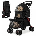 thumbnail image 6 of golytefs Double Pet Stroller for Small Cats And Dogs Foldable Kittens Puppies Travel Strolling Cart with Safety Belts Cup Holder & Lockable Wheels Dog Stroller Ideal for Multi-pet Families (Black), 6 of 8