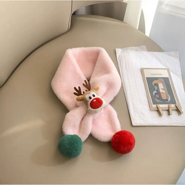 Bufanda para niños, bufanda de invierno cálida de felpa para bebés, bufanda gruesa a prueba de viento para niños y niñas, linda bufanda de ciervo navideño