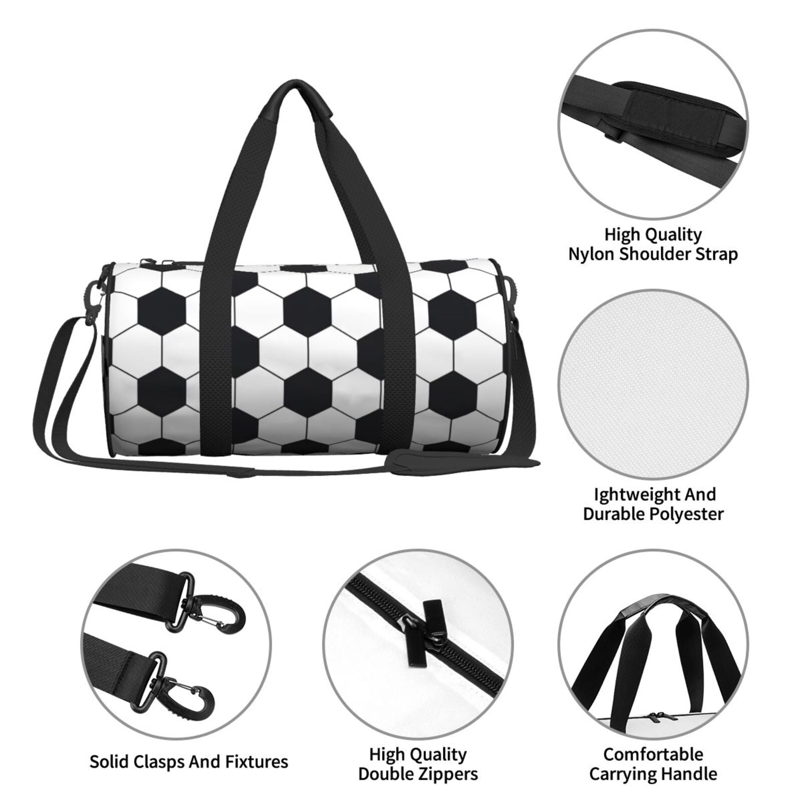Vsdgher Soccer Ball 45L Foldable Duffel Bag, Sports Gym Bag,Overnight Bag, Portable Weekender Bag for Airplanes