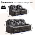 thumbnail image 3 of Power Reclining Sofa Set with Zero Gravity, Faux Leather Couch and Loveseat, Bluetooth Speakers, Wireless Charging, LED Lights, Cup Holders, Gray, 3 of 9