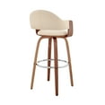 thumbnail image 6 of Daxton 26" Cream Faux Leather and Walnut Wood Bar Stool, 6 of 11
