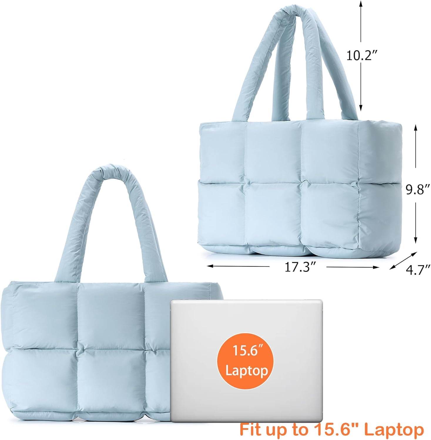 JennyShop Large Capacity Fashion Quilted Puffy Handbag, Herald Puffer Tote Bag for Women, Lightweight Satchel Purse for Working Travelling Gym Shopping