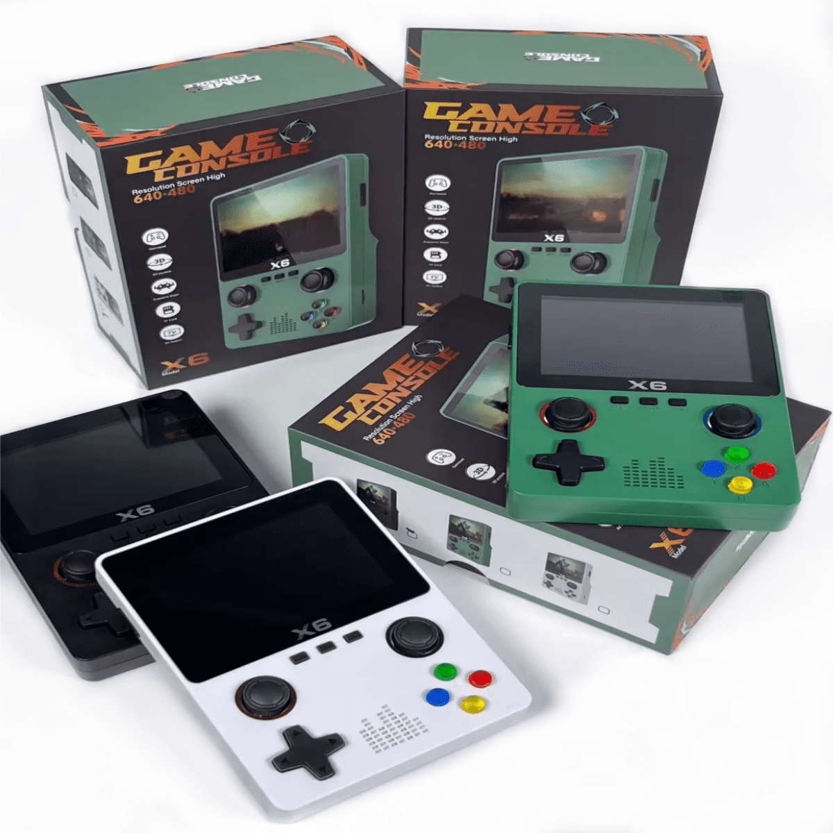 Handheld Game Console with 32G TF Card, White/Black, 150 grams