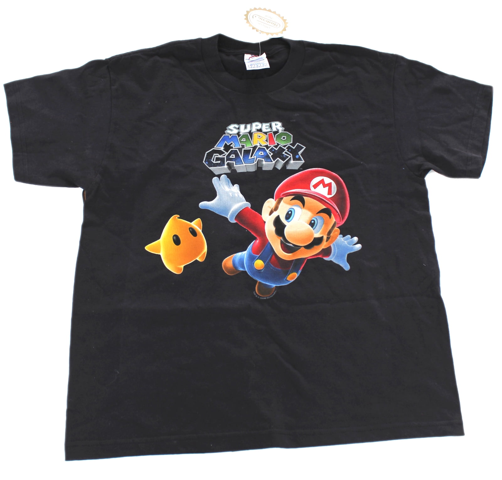 T-Shirt - Super Mario Galaxy Mario and Star Black Colored T-Shirt ...