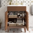 thumbnail image 6 of LUXEYARD 24-in Walnut Freestanding Bathroom Vanity Cabinet with Soft-Close Doors and Ceramic Sink, 6 of 8