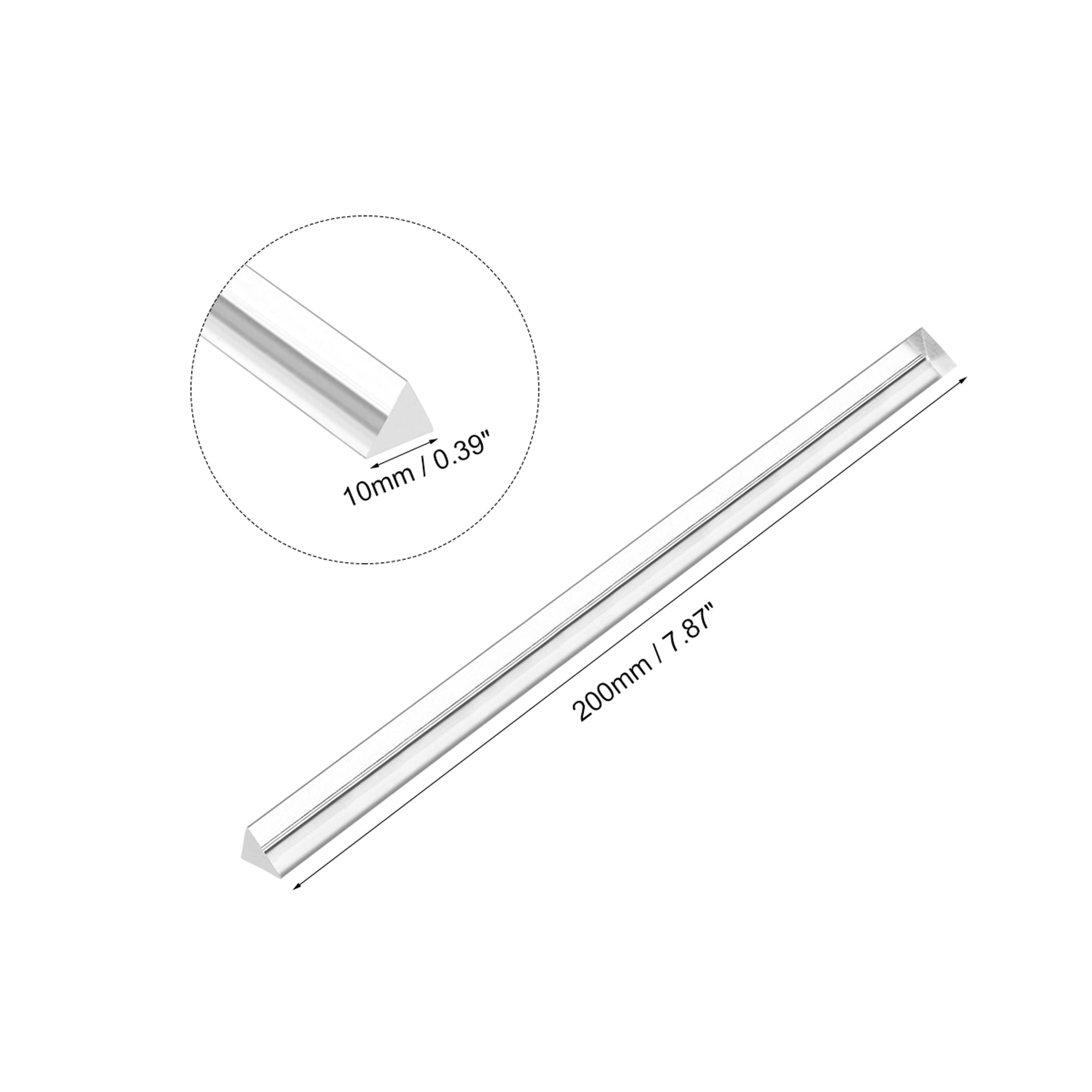 uxcell 10mmx200mm Transparent Clear Solid Acrylic Triangle Rod PMMA Bar 