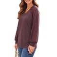 thumbnail image 4 of UVN Blouses for Women Dressy Lace Long Sleeve Shirts Fall Casual V Neck Tunic Tops, 4 of 11