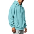 thumbnail image 5 of Men’s Loose Fit Hooded Pullover Sweatshirt, Soft Brushed Hoodie with Kangaroo Pocket & Drawstring Hood, Casual Long Sleeve Hood Top for Daily Life Sports Street Fashion Light Blue M, 5 of 10