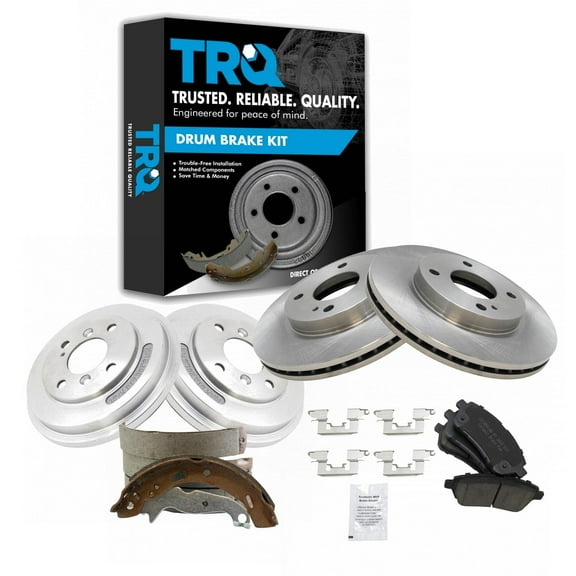 TRQ Front & Rear Ceramic Disc Brake Pads Rotors Shoes & Drum Kit for Fiesta BKA14576 Fits select: 2011-2013 FORD FIESTA, 2014-2016 FORD FIESTA SE