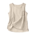 thumbnail image 4 of Paiwinds Women's Sleeveless Linen Blend Tank Top with Pocket, Casual Loose Fit Summer Blouse, Solid Color Round Neck Tunic Shirt, 4 of 8