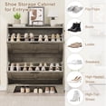 thumbnail image 6 of TROPOW Shoe Storage Cabinet,Narrow Shoe Cabinet with 2 Flip Drawers, Freestanding Hidden Slim Shoe Organizer Cabinet with Hooks for Foyer, Hallway, Garage, Gray, 6 of 9