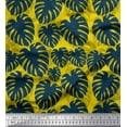 thumbnail image 1 of Soimoi Yellow polyester Crepe Fabric Monstera Leaves Print Fabric by the Yard 52 Inch Wide, 1 of 3