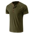 thumbnail image 4 of Jinda Men's Soft T Shirt Cotton Short Sleeve Henley Shirt Fashion Stretch Summer Lightweight Slim Fit Tee Army Green Large, 4 of 4