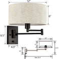thumbnail image 7 of MOOSE Black Swing Arm Wall Sconce with Drum Fabric Shade Plug in Cord, 7 of 7
