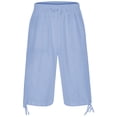 thumbnail image 3 of Mens Capri Pants Summer Casual Elastic Waist Cotton Linen Lightweight Straight Leg Cropped Pants with Pockets, 3 of 9