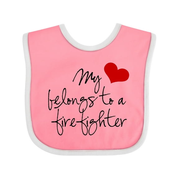 Inktastic My Heart Belongs Firefighter Girls Baby Bib