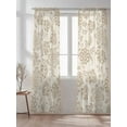 thumbnail image 2 of Sheer Curtains 96 inches Long, Abstract Paisley Pattern Vintage Ethnic Brown Flower Light Filtering Sheer Window Curtains Rod Pocket Voile Drapes for Bedroom Living Room, 52"W x 96"L 2 Panels, 2 of 7