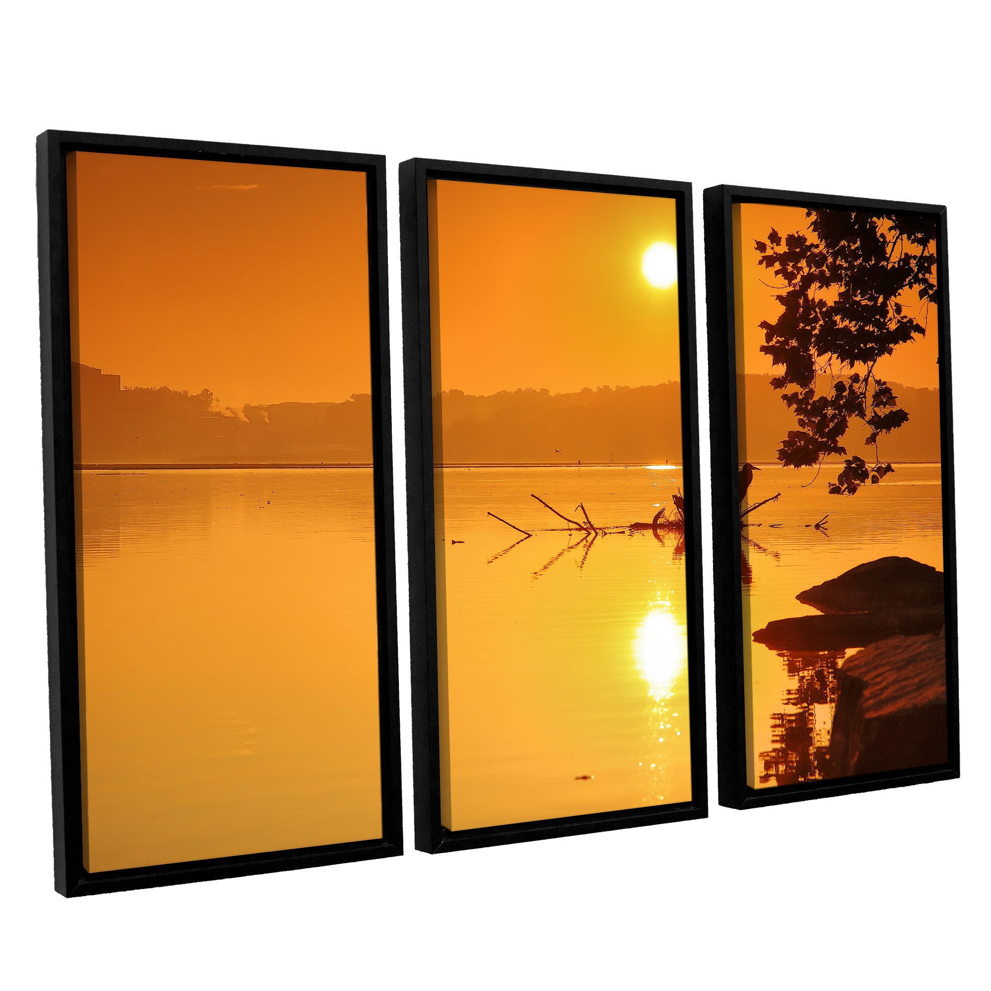 ArtWall Steve Ainsworth "Hatteras Pools And Bridge" 3-Piece Floater-framed Canvas Set