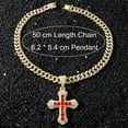 thumbnail image 3 of Men Women Hip Hop Red Square Diamond Double Layered Cross Pendant Necklace Crystal Cuban Chain HipHop Iced Out Bling Necklaces Fashion Charm Jewelry, 3 of 7
