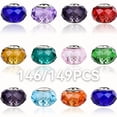 thumbnail image 2 of 146/149pcs Murano Large Acrylic Beads with Hand-painted Patterns And Silvery Brass Cores, European Style Accessories Suitable for Bracelets And Necklaces (multi-faceted), Bracelet Crafting,, 2 of 9