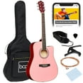 thumbnail image 3 of Best Choice Products 41in Full Size Beginner Acoustic Guitar Set with Case, Strap, Capo, Strings - Pink, 3 of 10