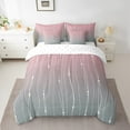 thumbnail image 2 of Pink Gradient Bedding Comforter Sets 7 Pieces Grey Ombre Bed in a Bag, Rainbow Watercolor Twin Bedding Sets Geometric Wave Comforter Set, Abstract Lines Bedding Sets & Collections Home Decorations, 2 of 4
