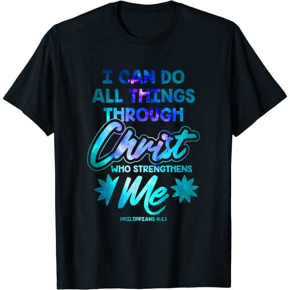 Philippians 4:13 Christian Bible Verse Apparel Item T-Shirt Black Medium