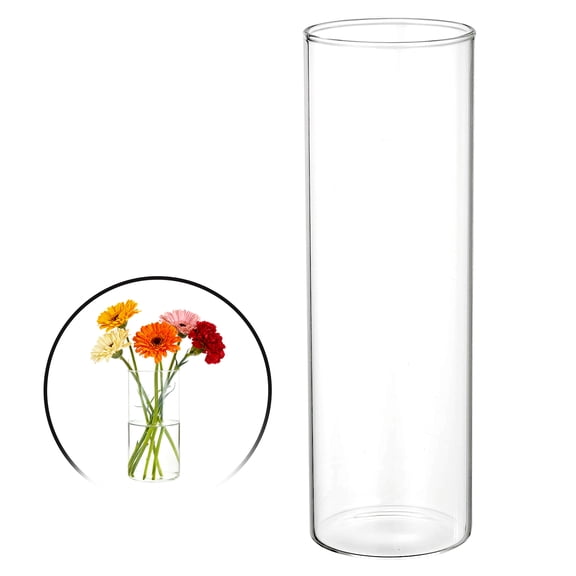 Uxcell Clear Cylinder Vases for Centerpiece 19oz, 8 Inch Tall Glass Flower Vase Floating Candle Holder for Bouquet Table Shelf Decor Home Wedding Party