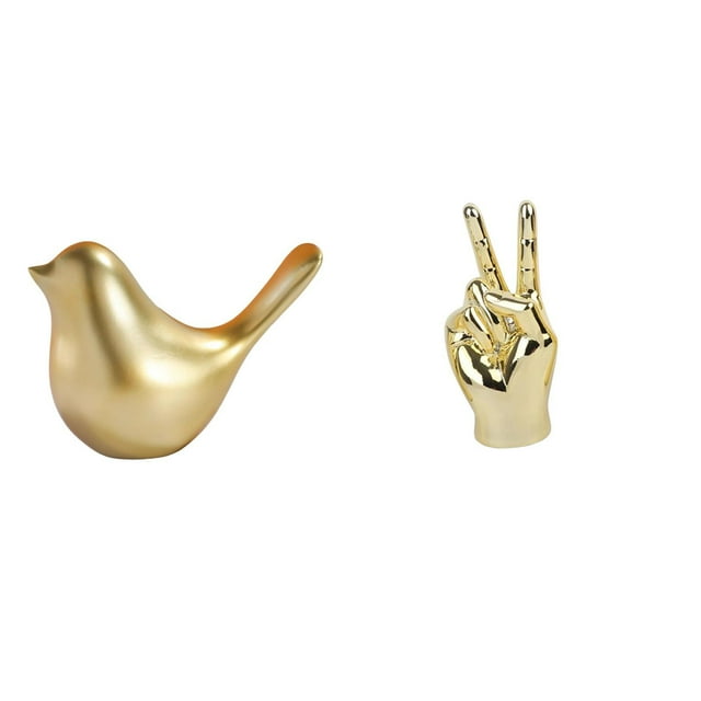 Figura De Pájaro Dorado, Estatua De Animal, Adorno Moderno Para Decoración Del Hogar, Escultura De Pájaro, Gesto De Dedo, Estatuas De Escritorio, Escultura De Dedos, Decoración Creativa