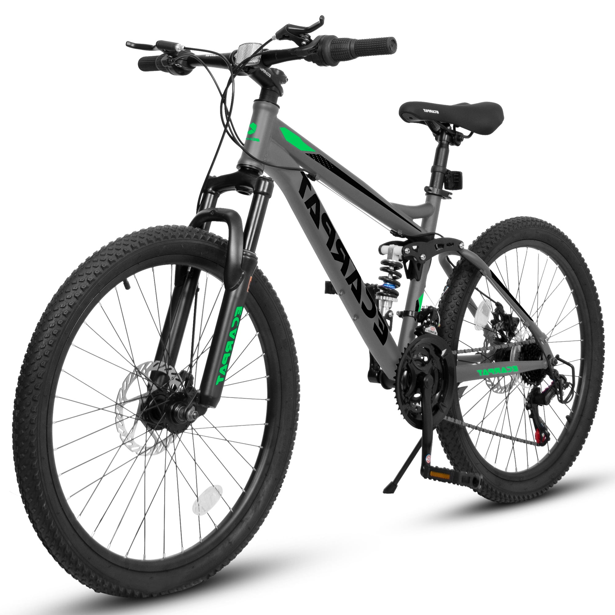 Kojooin Mountain Bikes For Mens Womens, 24" Mountain Bike, 21-Speed Full Suspension Bicycles With Front Fork & Shock Absorber, Steel Frame Ergonomics City Bike