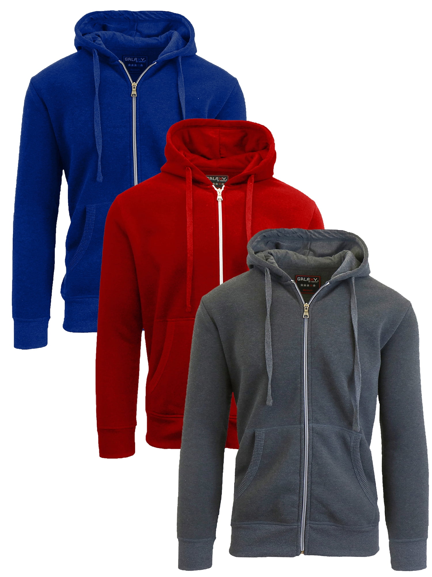 Boy's 3-Pack Fleece-Lined Zip-Up Hoodie - Walmart.com