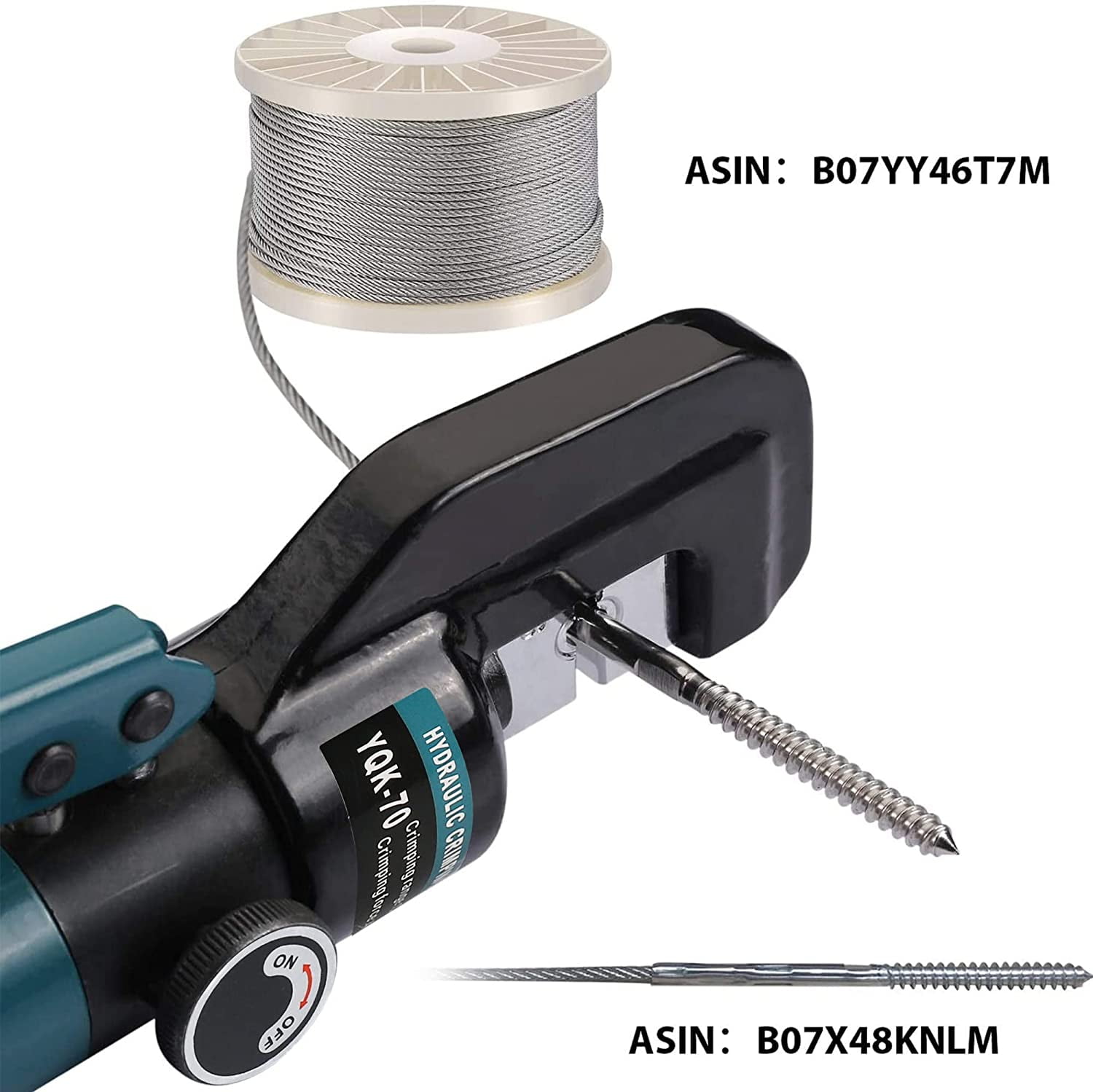 Hydraulic Crimping Tool/Hydraulic Crimper with Cable Cuttter for Stainless Steel Cable Railing Hardware,Battery Cable Crimping Tool for 1/8", 5/32" to 3/16" DC02