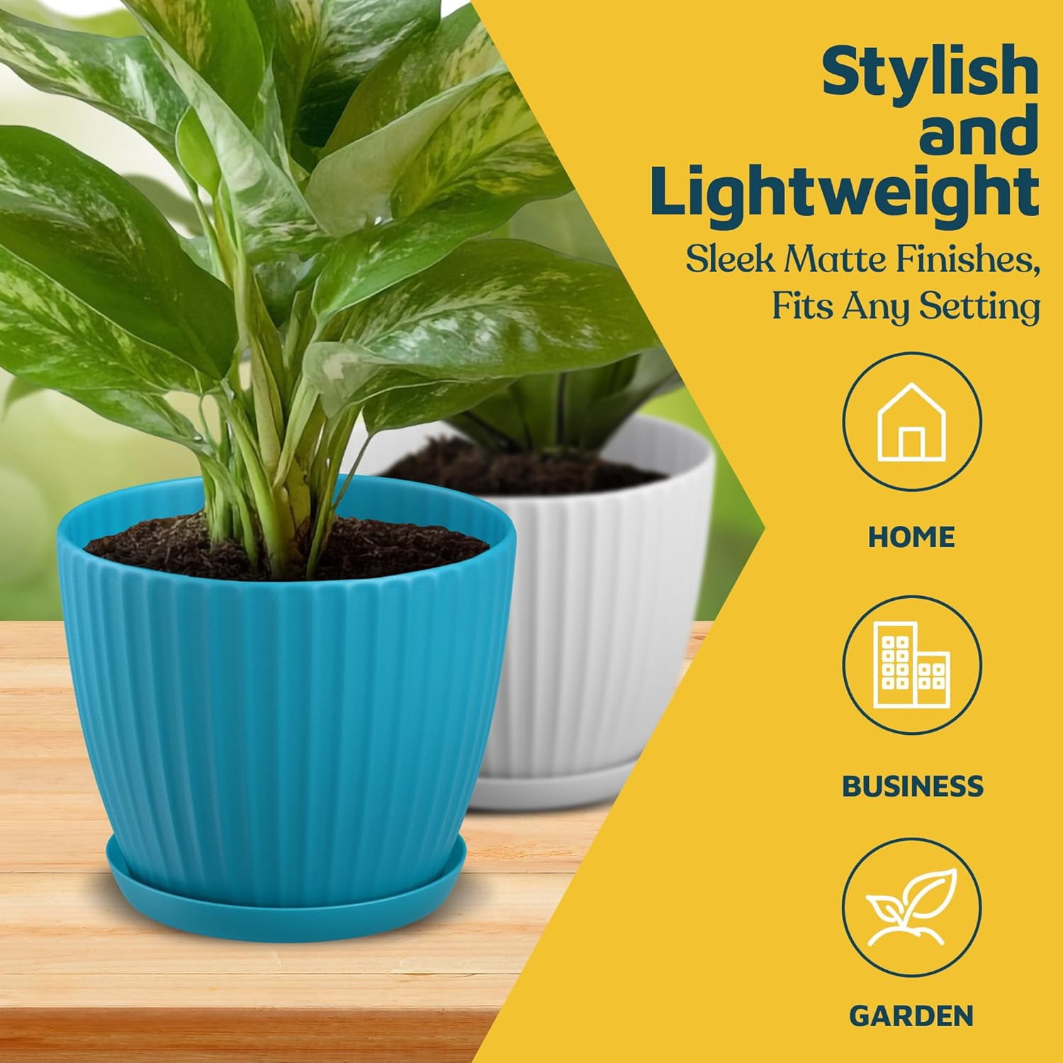 Multicolor 6-Inch Plant Pots with Drainage & Saucers 24 Pack, Indoor & Outdoor Planters for Houseplants, Herbs, and Flowers, Durable & Weatherproof Material, Stackable, Lightweight, Minimalist Design