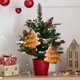 thumbnail image 5 of Set de adornos navideños colgantes, decoraciones de plástico con purpurina y diseños de jengibre y copos de nieve, adorno festivo adorable para árboles y celebraciones navideñas, marrón, 12 cm, 5 of 6