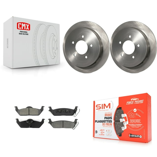 Transit Auto Rear Disc Brake Rotors and Semi-Metallic Pads Kit for Car 2004 Ford F-150 with 5 Lug Wheels 11th Digit Of Vin Is C K8S-102258