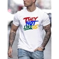 thumbnail image 1 of They Don't Like Us" Graphic Men's T-Shirt - Casual Crew Neck, Short Sleeve, Polyester Blend, Machine Washable, 1 of 6