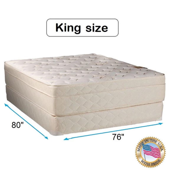 Dream Sleep Beverly Hills Firm Foam PillowTop (Eurotop) Mattress and Box Spring Set - Quilted Fabric, Orthopedic, Longlasting by Dream Solutions USA (King 76"x80"x13")