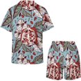 thumbnail image 4 of PRIYAL Ensemble de Pyjama pour Femmes à Fleurs de Grenade et Feuilles, Shorts, Deux Pièces, Manches Courtes, 4 of 6