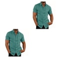 thumbnail image 1 of pitrice Chemise Homme à Simple Boutonnage Été Boutonnée Col Rabattu Chemises Polyester Mode Vêtements Cadeau d'Anniversaire Bleu Lac TTTG 2Set, 1 of 6