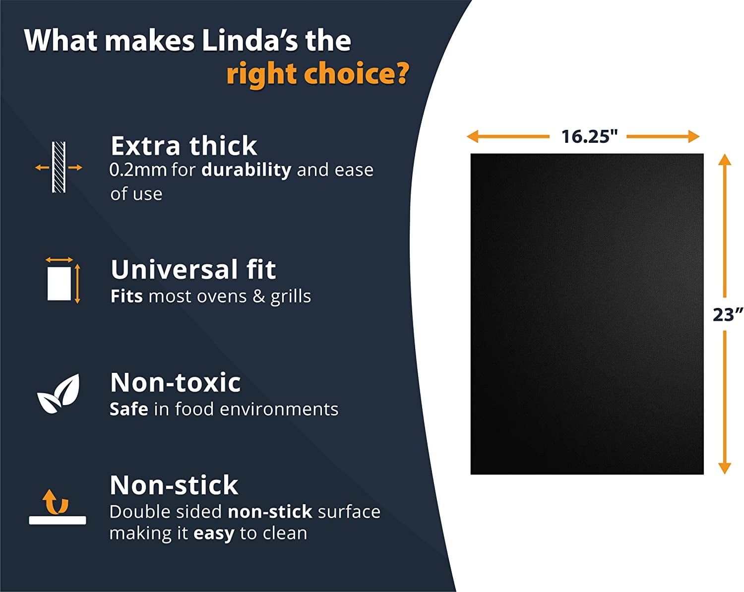 3 Pack Linda’s Essentials 16.25” x 23” Non-Stick Oven Liners for Bottom of Electric Oven and Gas Oven
