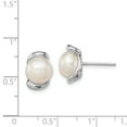 thumbnail image 3 of Sterling Silver Rhodium-plated 8-9mm White FreshwaterC Pearl Post Earrings, 3 of 3