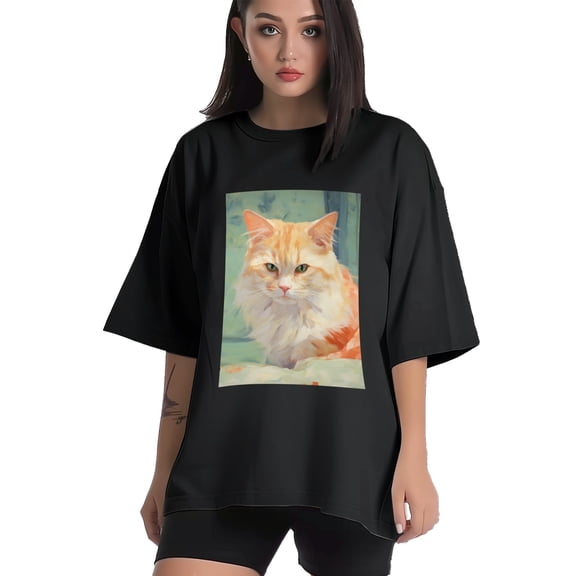 Plus Size Shirt for Women Black Tops for Women Short Sleeves Shirt for Women Cat T Shirt Crewneck Shirt for Women XS