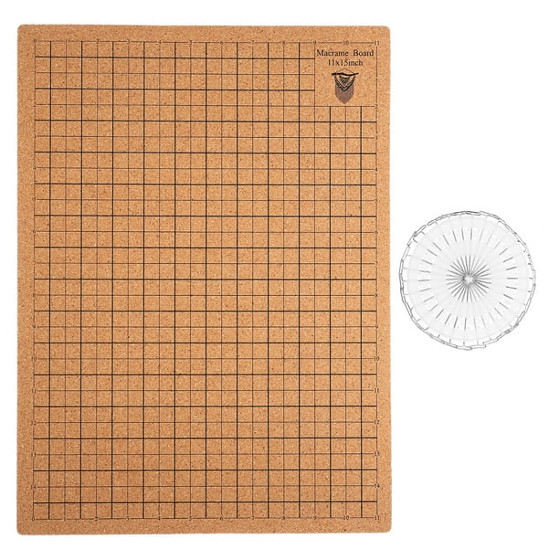 Tablero de macramé con 30 alfileres en T, tablero de corcho con cuadrícula, tablero para proyectos de macramé para medir pulseras, creaciones de macramé y nudos