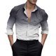 thumbnail image 1 of Camisas Para Hombre Manga Larga Top de camisa con botones de solapa con estampado 3D digital degradado informal para hombre (Grey, M), 1 of 5